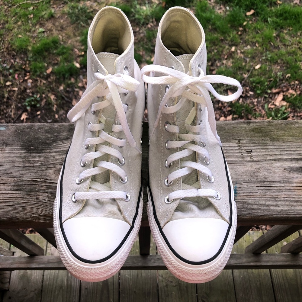 Converse High-Top Sneakers in Cream and White